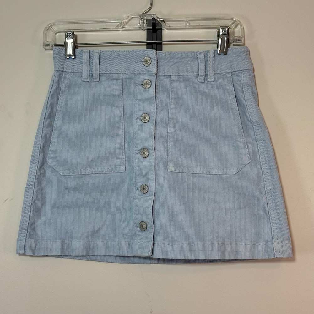 American Eagle Corduroy Mini Skirt Women 0 Light Blue Good Stretch Soft Girl Y2K